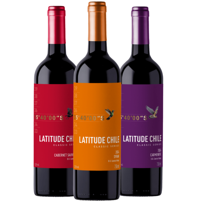 Kit 3 Vinhos Chilenos Latitude DO Central Valley 750 ml
