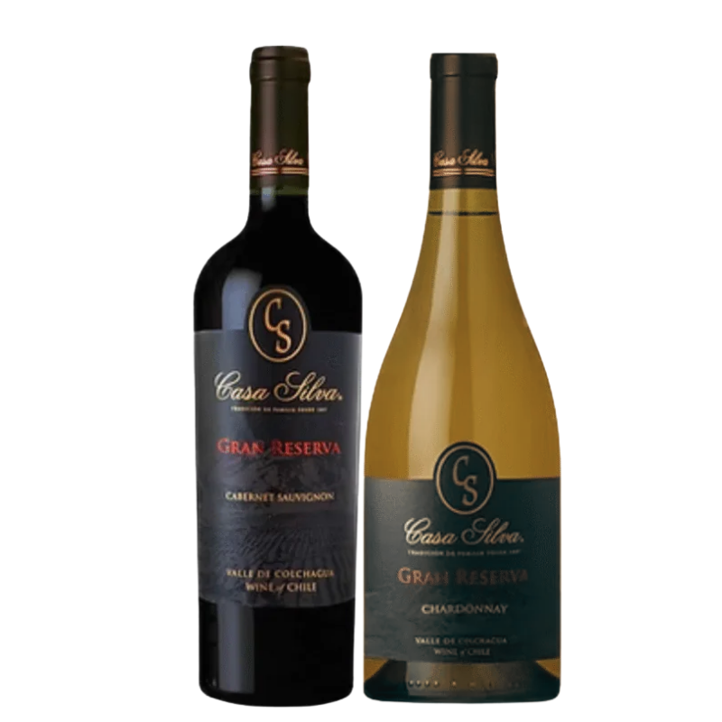 DUO VINHOS CASA SILVA GRAN RESERVA BRANCO CHARDONNAY E TINTO CABERNET SAUVIGNON